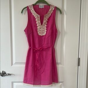 Mud Pie Pink Tie Front Embellished Mini Dress